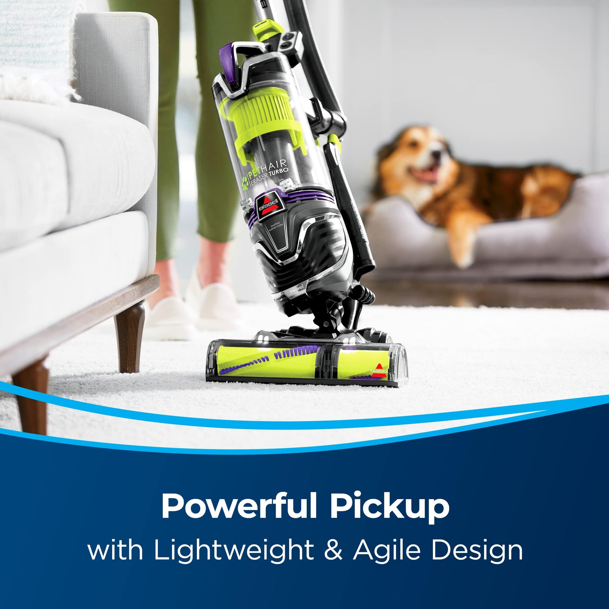 BISSELL 24613 - Aspiradora Ligera Eliminadora de Pelo de Mascotas Turbo Plus, Cepillo Anti-enredos, Potente Recogida de Pelo de Mascotas, Sistema de Alergenos SmartSeal, Especializada para Mascotas
