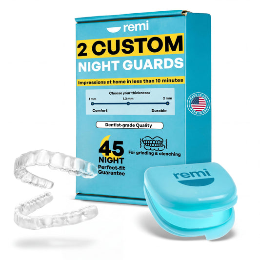 Kit de Impresión de Protector Nocturno Remi, Blanco, con Dos Protectores de Ajuste Personalizado y Funda para Moler Dientes por la Noche
