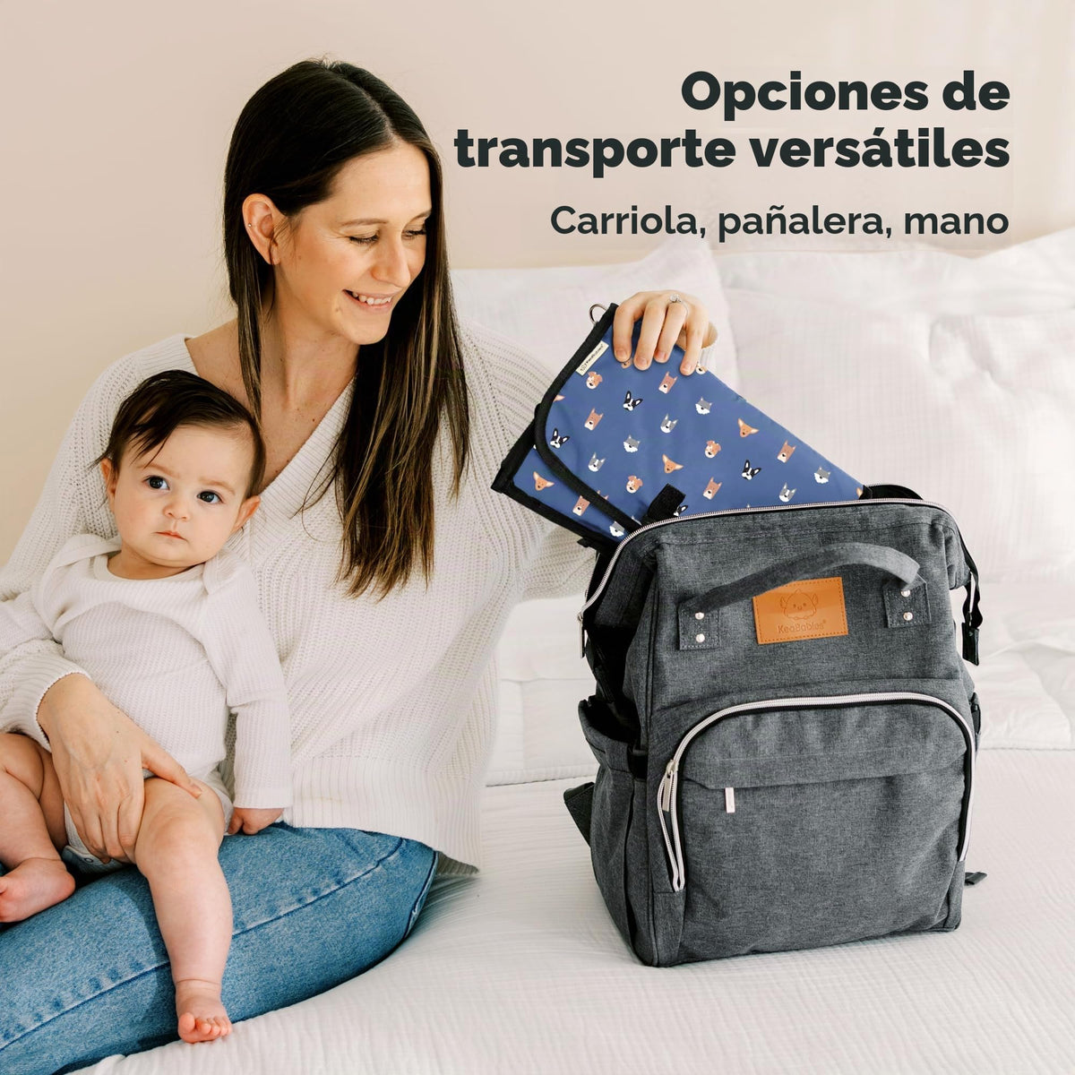 KeaBabies - Cambiador portátil para pañales – Cambiador grande impermeable para bebé, azul, plástico, mat