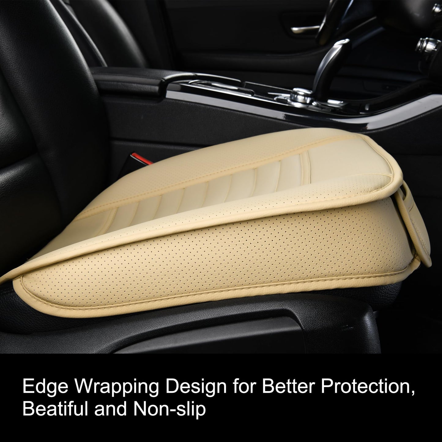 2 fundas para asiento delantero de coche, silla con piel sintética y carbón de bambú, Beige