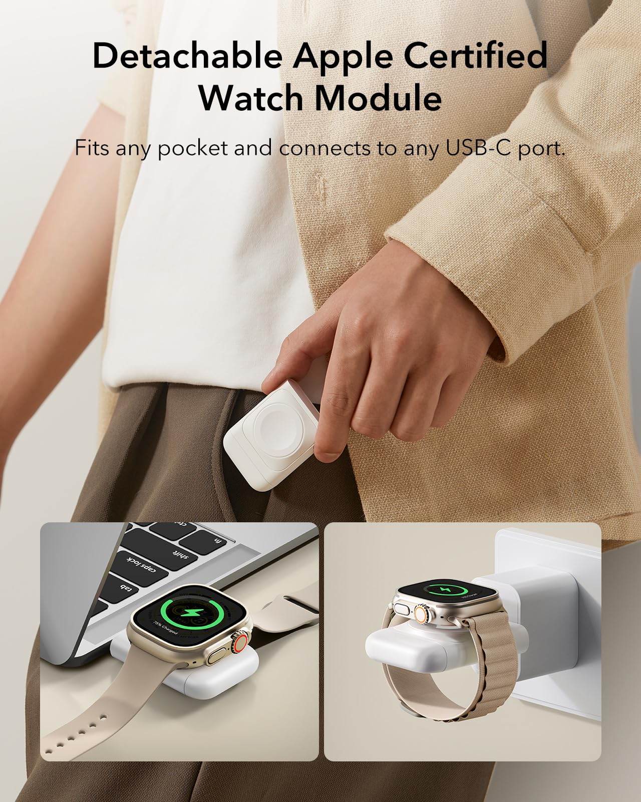 Estación de Carga 3 en 1 ESR Blanco con Cargador MagSafe Qi2 de 15W para Apple