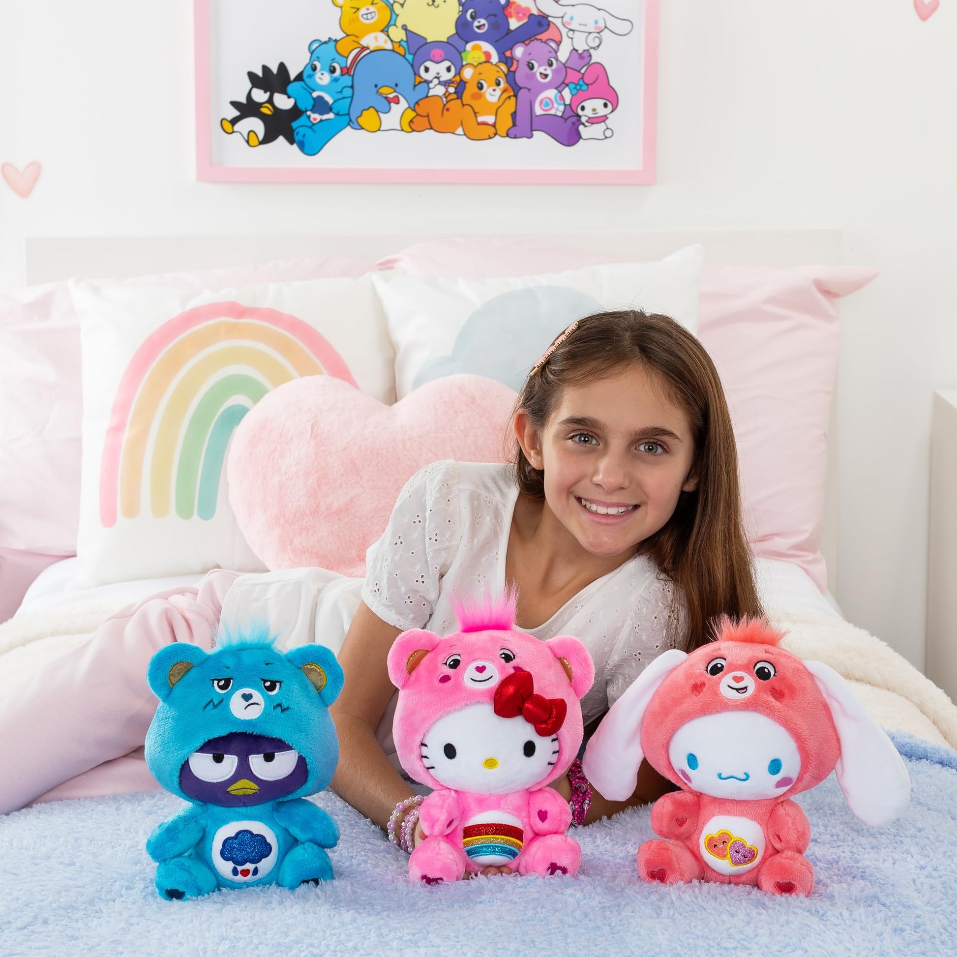 Care Bears Cinnamoroll Dressed As Love-a-Lot Bear 8 Pulgadas de Felpa de tamaño Divertido, Rosa, Suave, abrazable Mejor - Bueno para niñas y niños, empleados, coleccionistas, a Partir de 4 años