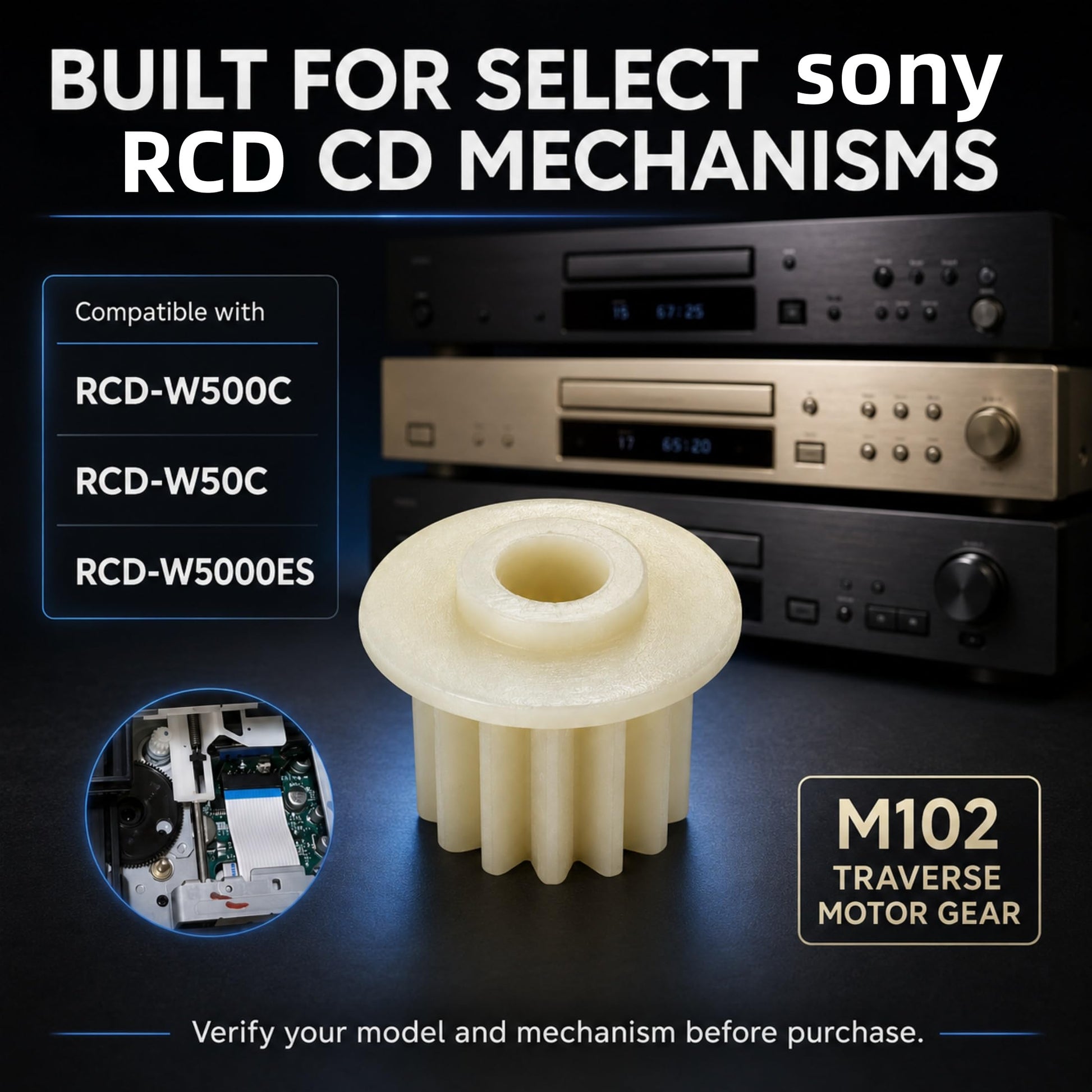KOMITASUI - Recambio de cabezal láser para Sony RCD-W500C RCD-W50C RCD-W5000ES, mecanismo de reproductor de discos de CD