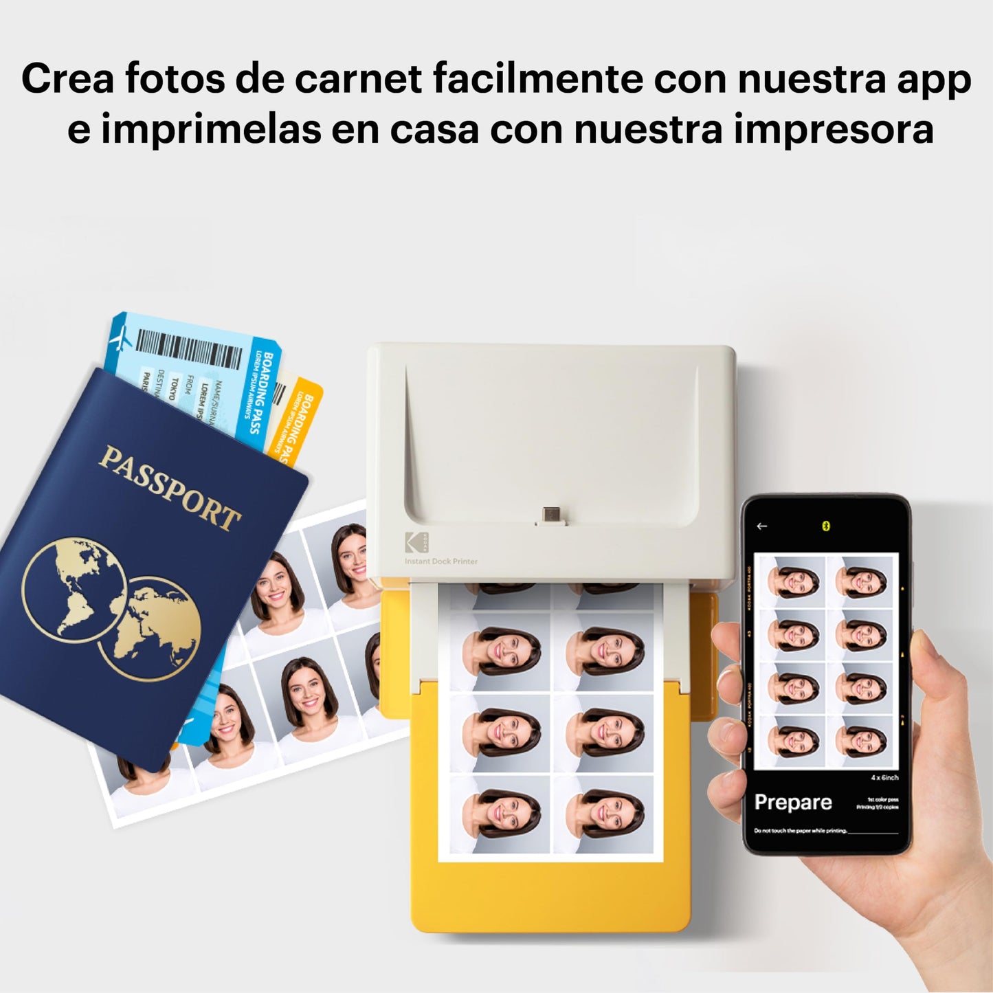 KODAK Dock Plus 4PASS Impresora de Fotos Instantánea (10x15cm) + Pack con 90 Hojas