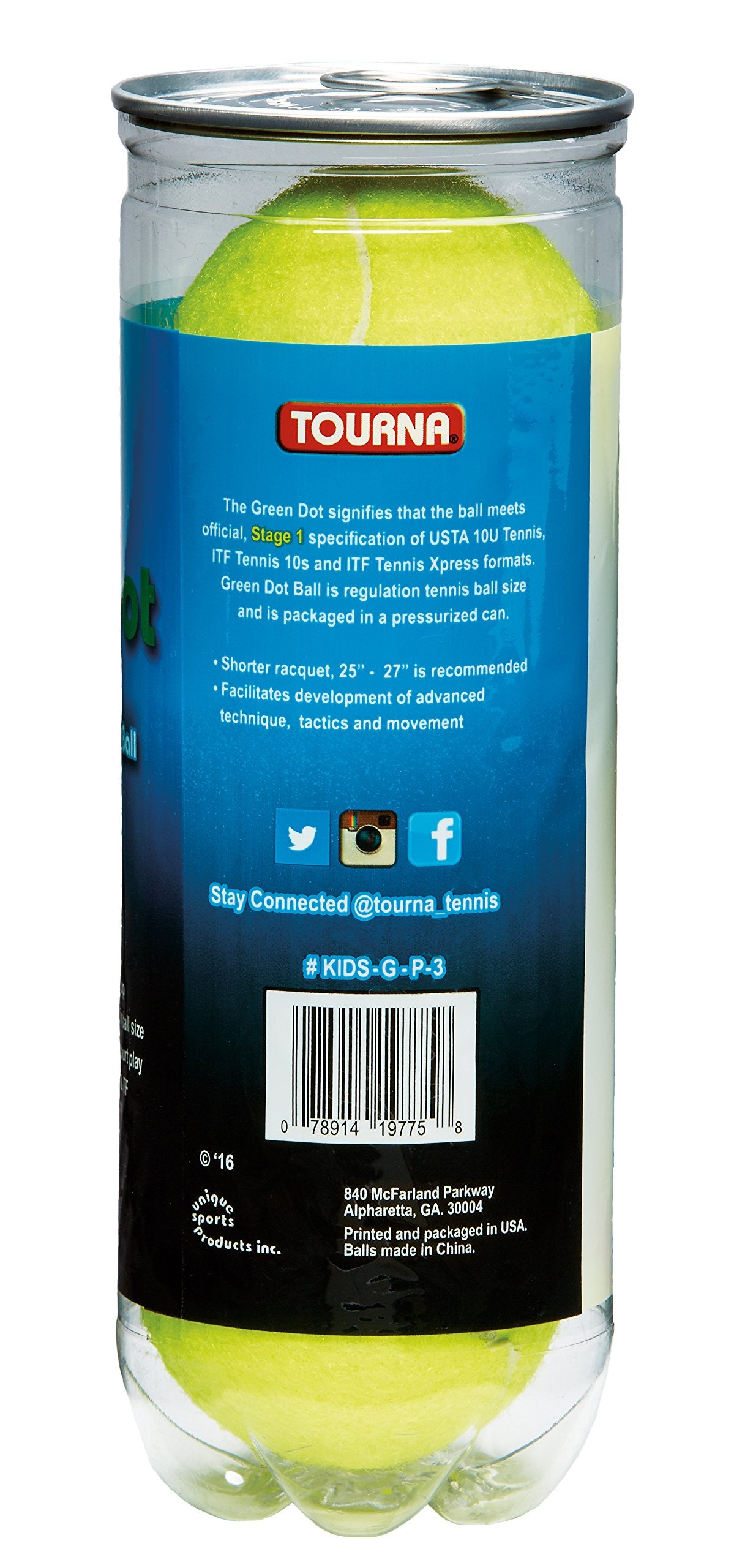 Pelotas de Tenis Tourna Verde Paquete de 12 aprobadas por la USTA