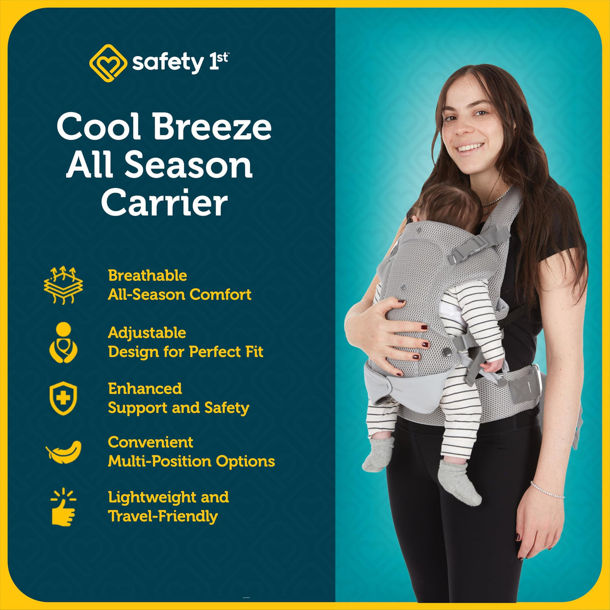 Safety 1st Baby Portabebés, gris, recién nacido hasta niños pequeños 7-33