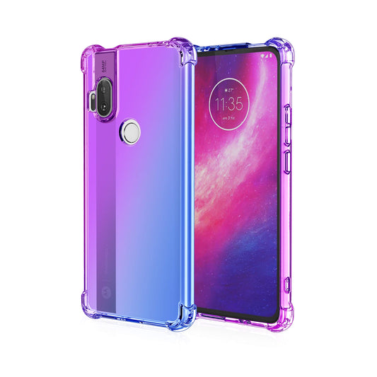 DABUNA Funda para Moto One Hyper Case Uso Rudo,Transparente Colores Degradados Protectora de Cámara Anticaída Carcasa Bumper(Púrpura Azul)
