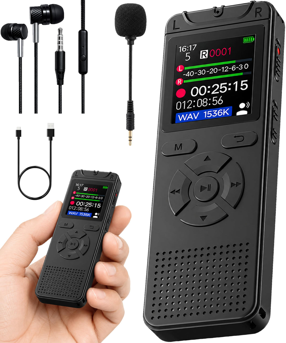 Grabadora de Voz Digital Cappsu 64 GB con Reproducción y Reducción de Ruido Mini
