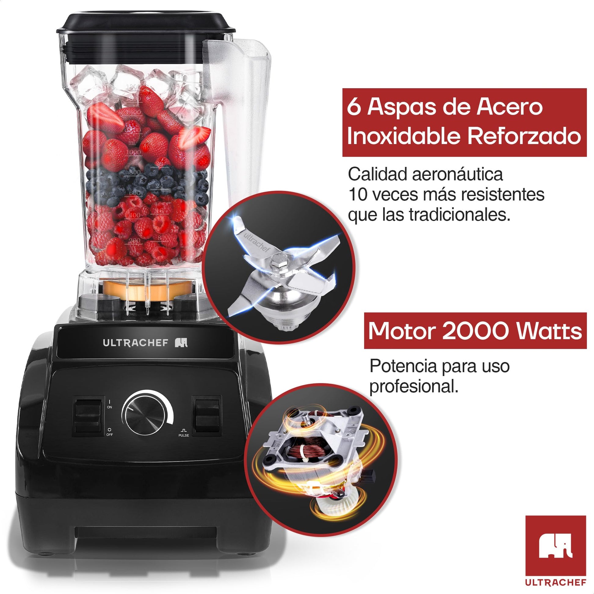 Licuadora Profesional ULTRACHEF U2000 Tritán Ajustable 2000w