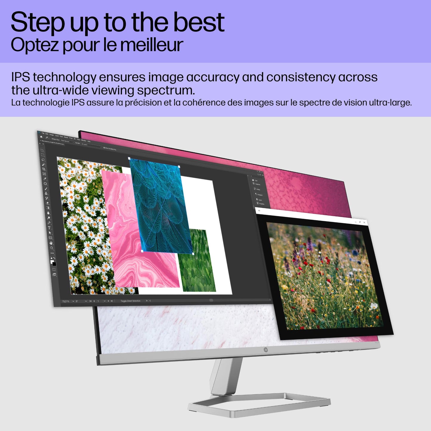 HP Monitor HP M27f Full HD, IPS, 1920 x 1080, 75 Hz, 5ms GtG, 27", FreeSync, Antirreflejante, Luz Azul Baja, Ultra Delgado, Micro Bordes, Ajustable, VGA, HDMI, Plata/Negro (2G3D3AA)