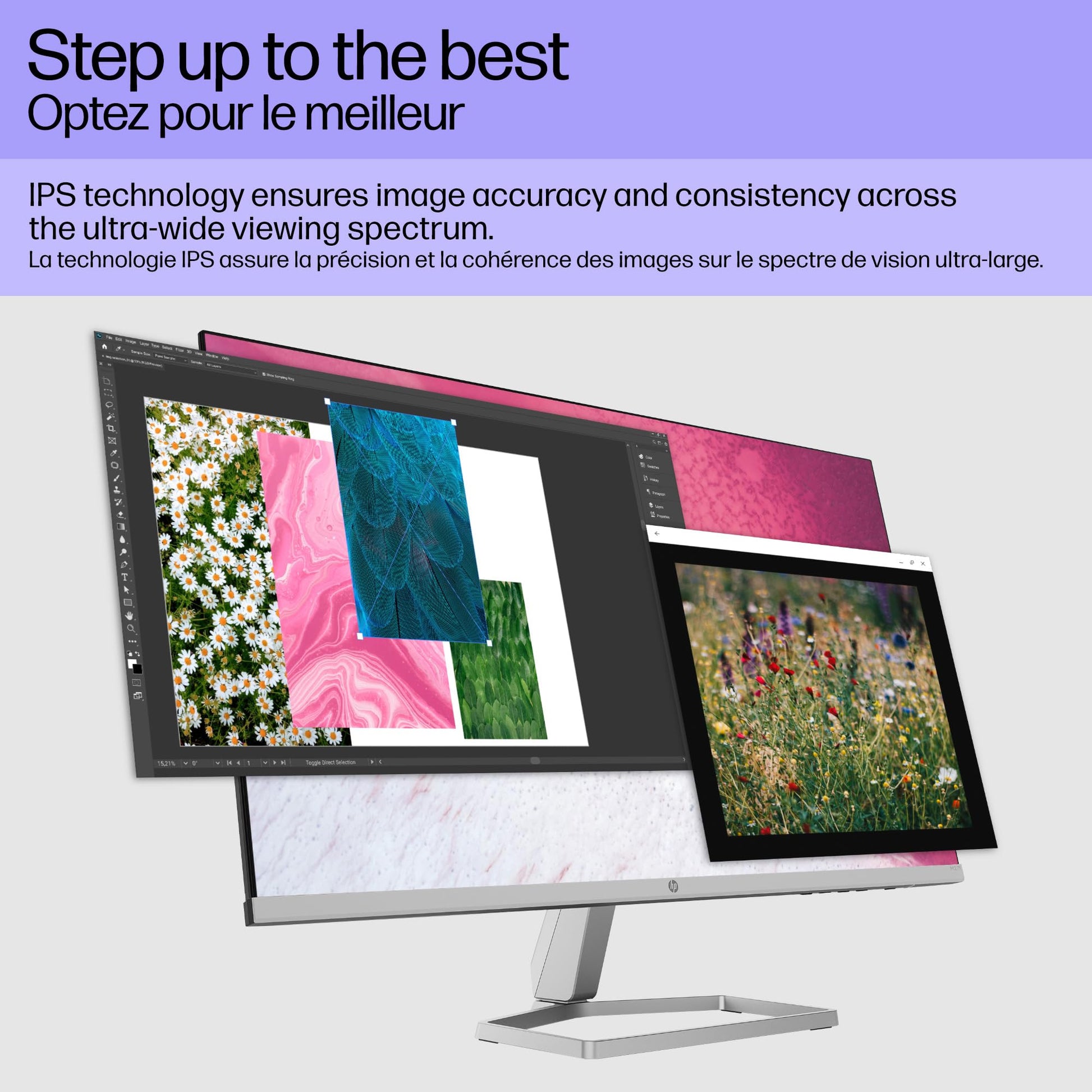HP Monitor HP M27f Full HD, IPS, 1920 x 1080, 75 Hz, 5ms GtG, 27", FreeSync, Antirreflejante, Luz Azul Baja, Ultra Delgado, Micro Bordes, Ajustable, VGA, HDMI, Plata/Negro (2G3D3AA)