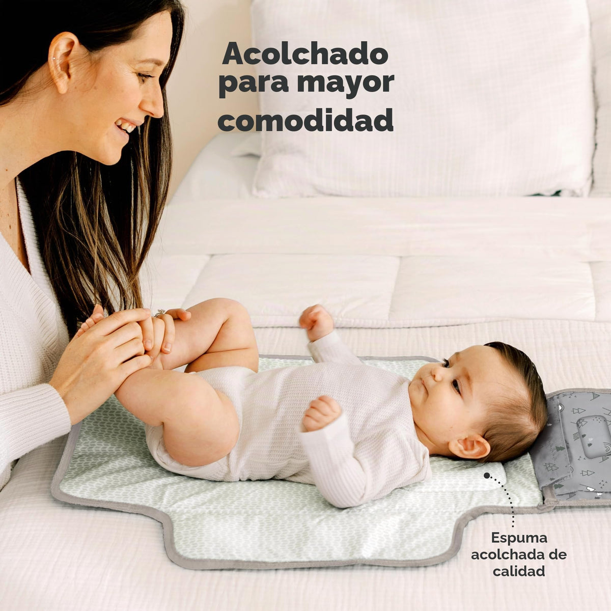 KeaBabies - Cambiador portátil para pañales – Cambiador grande impermeable para bebé, embrague de pañales de viaje compacto, gris, plástico, mat
