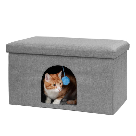 FurHaven Casa para mascotas | Casa otomana para mascotas para perros y gatos – Disponible en varios colores y estilos, Gris (Stormy Gray), Large