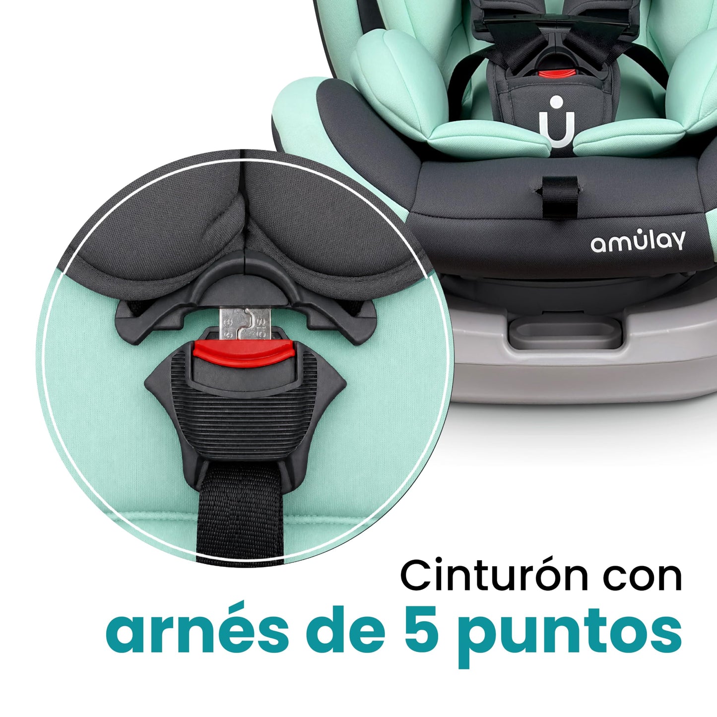 Amulay Autoasiento Kiddo ISOFIX 360°, 0 a 12 Años, Verde