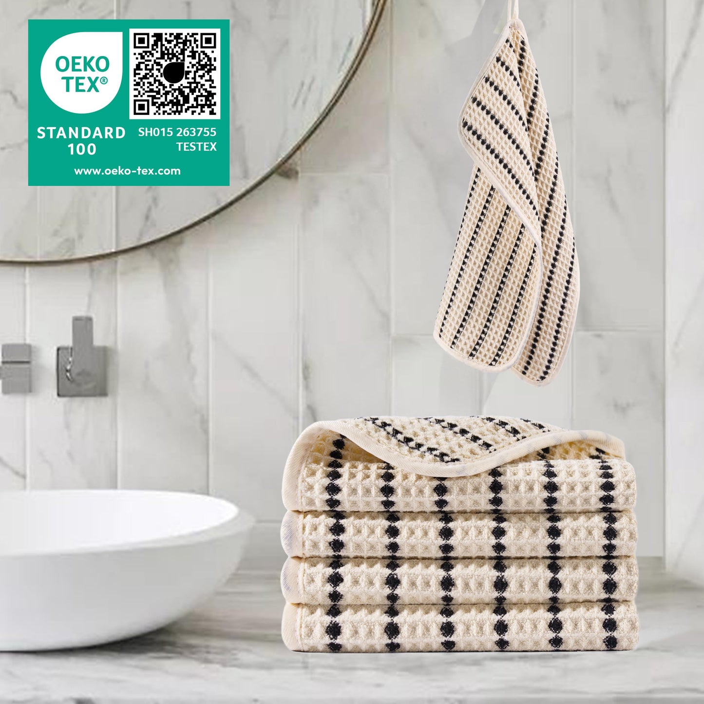 Polyte Toalla Facial de Microfibra Waffle 430 gsm, 33.0x33.0 cm