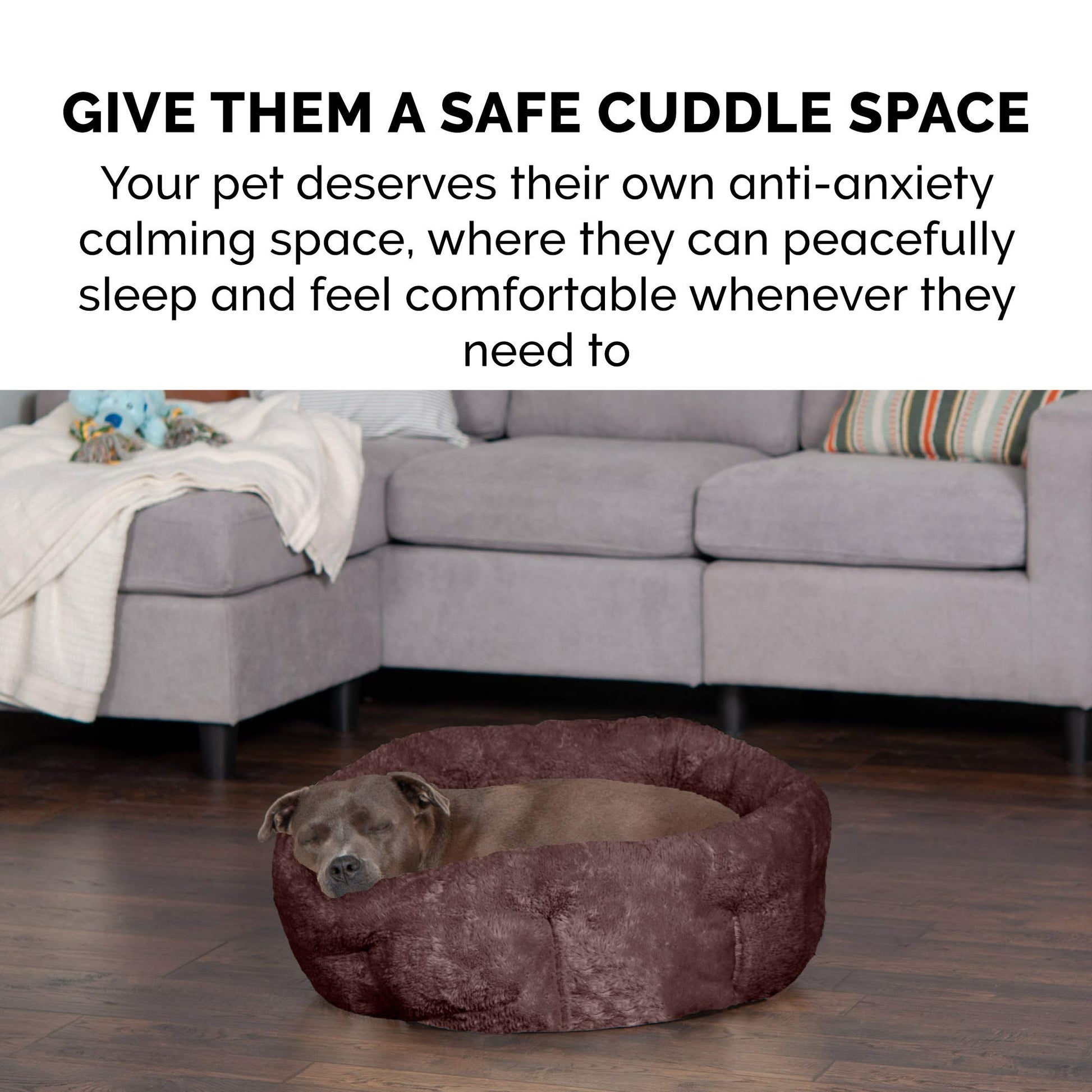 Furhaven 23" Round Medium Dog Bed Hi Lo Self-Warming Luxury Plush Faux Fur Cuddler, Washable - Sable Brown, Medium