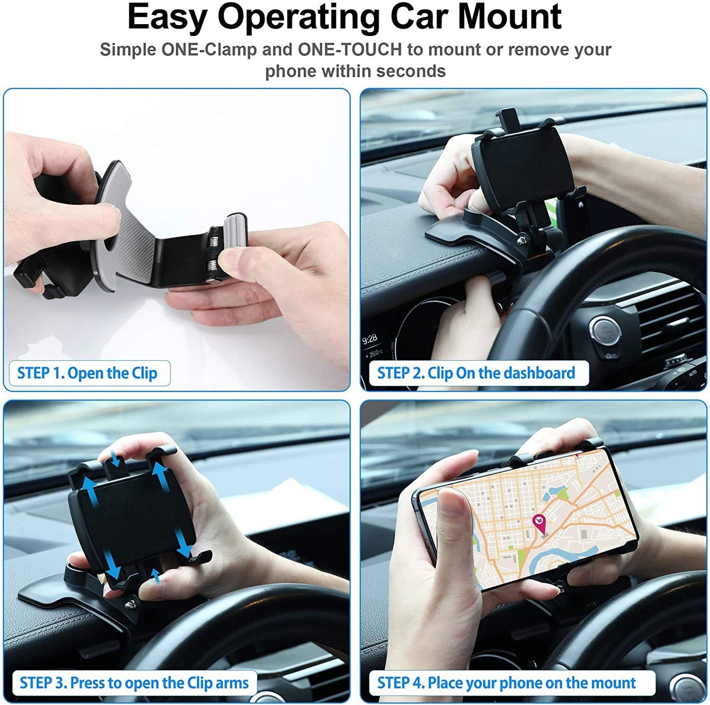 Soporte Móvil TBONEEY Negro 3 en 1 Giratorio Universal para Coche