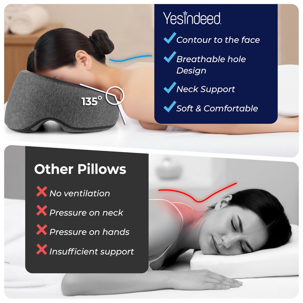 Almohada Facial de Espuma Viscoelástica para Cama de Masaje Blanca con Cuna Ajustable para Cirugía y Bronceado