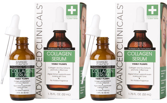 Suero facial avanzado con colágeno para rellenar instantáneamente las arrugas - Con soya y extractos de alga - Pack de 2 - 52ml - Tratamiento antiarrugas y reafirmante - ¡Compra ya!