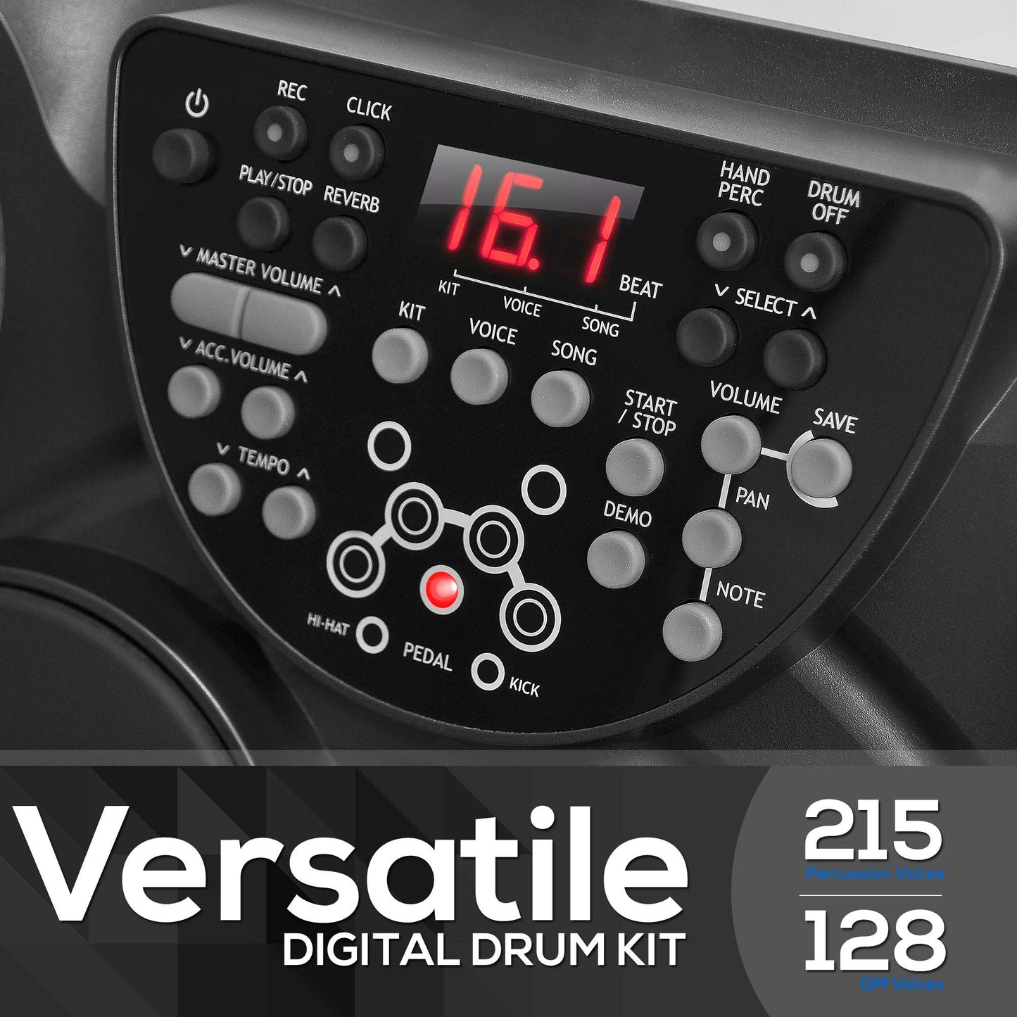 Pyle-Pro - Kit De Batería Digital De Mesa Electrónica Pted01 Con Tapa Y Kit De Batería Digital De 7 Compases