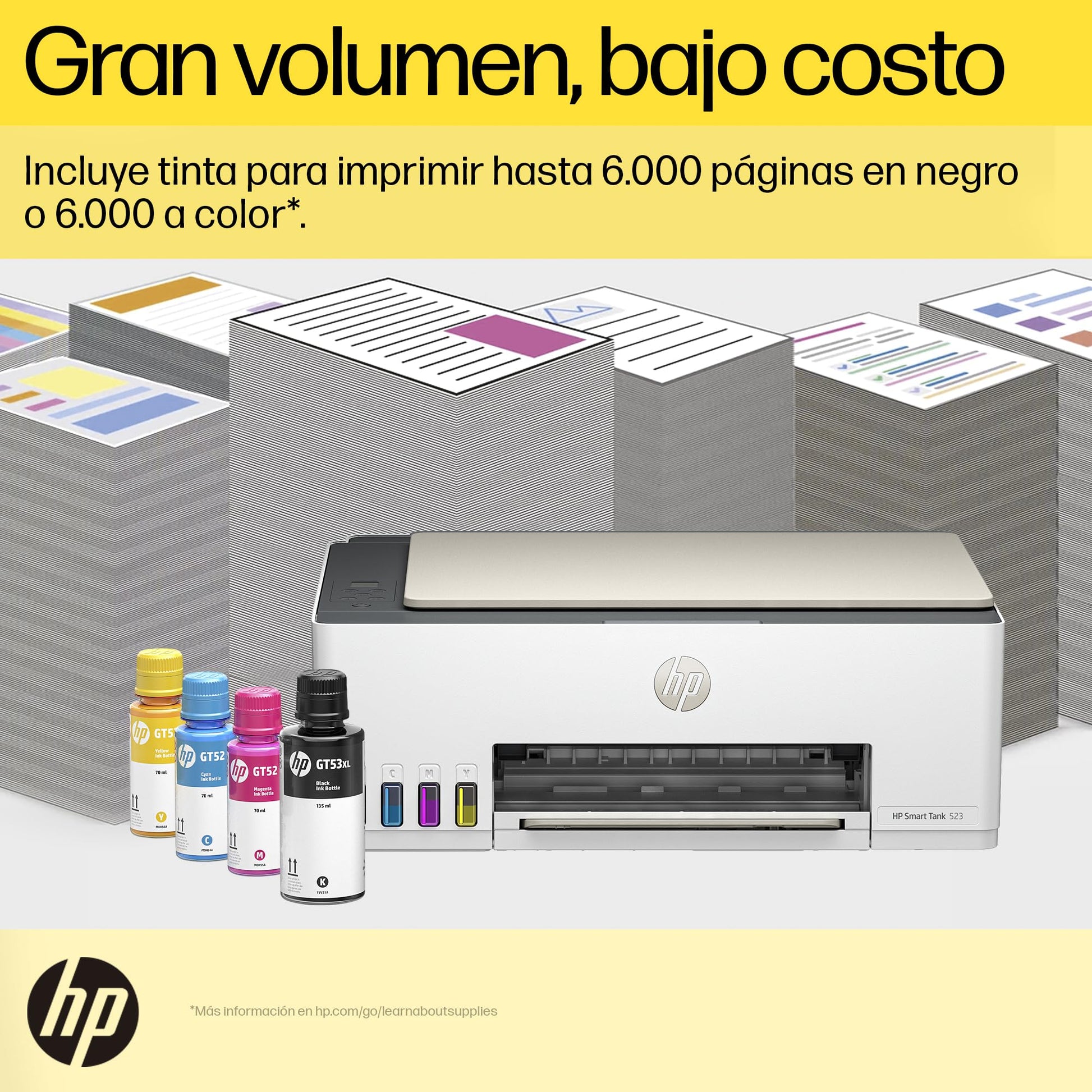 HP Impresora Multifuncional Smart Tank 523, Tinta Continua, Todo-en-Uno, Color, USB, DÚPLEX (Doble Cara) Manual, Impresión, Copiado, Escaneo, Garantía 1 año (4A8S2A)
