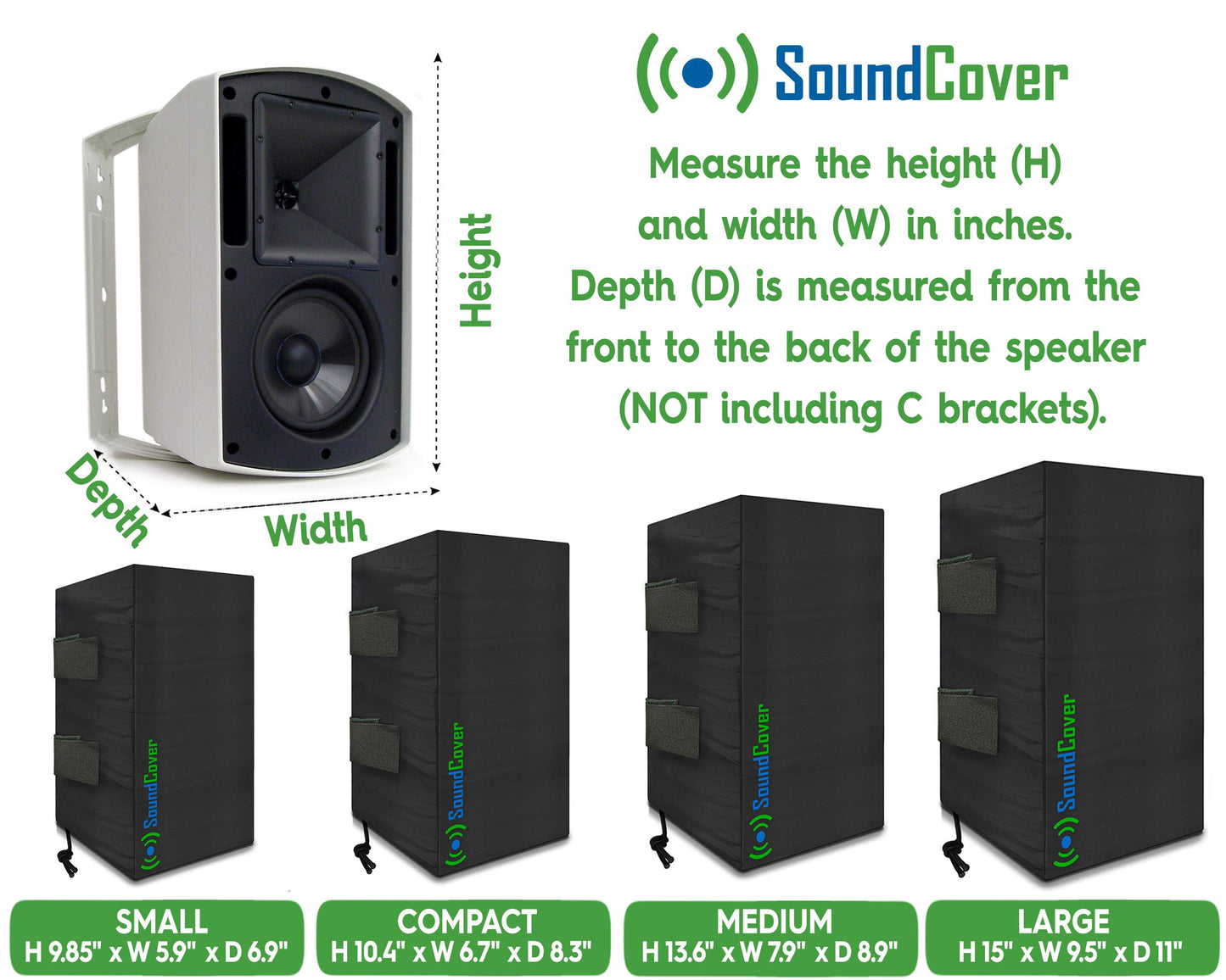 The Original Light - Fundas de altavoces para exteriores para altavoces montados en soporte C, poliéster 210T de alta calidad con revestimiento protector UV plateado, resistente al agua, protección