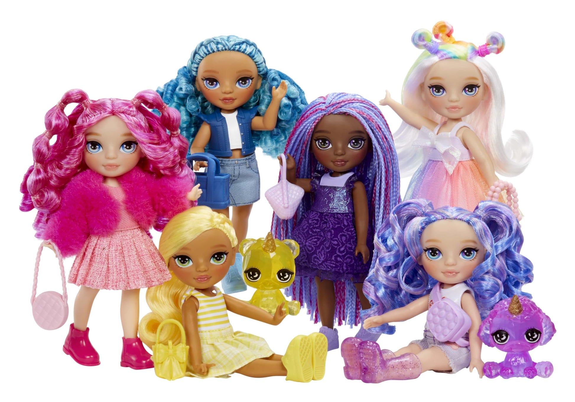 Muñeca de Moda Rainbow High Opal Raine Arco Iris Articulable con Bolso y Unicornio para Niños y Coleccionistas