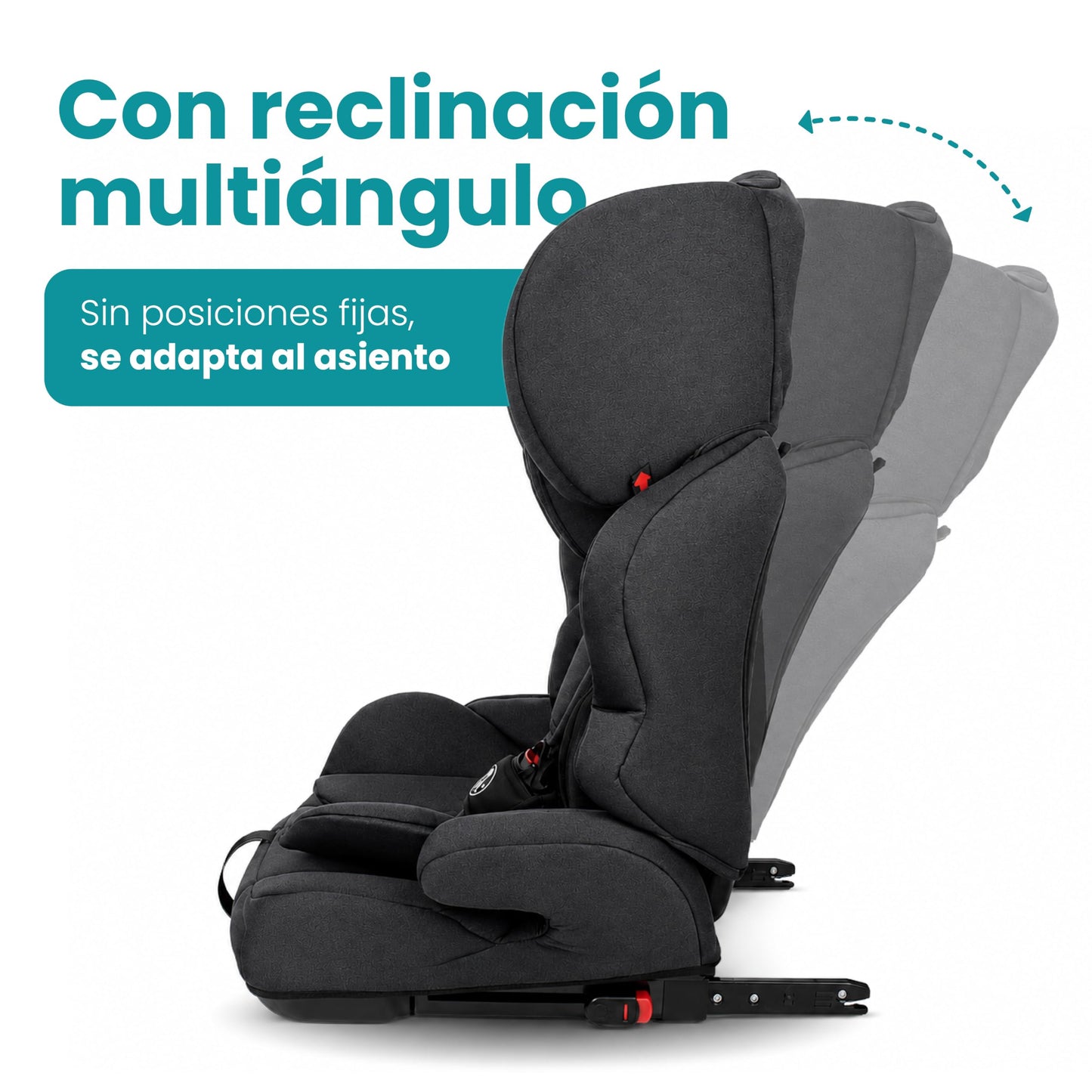 Amulay Autoasiento Booster ISOFIX Grupo 1-2-3, Convertible, Negro y Gris