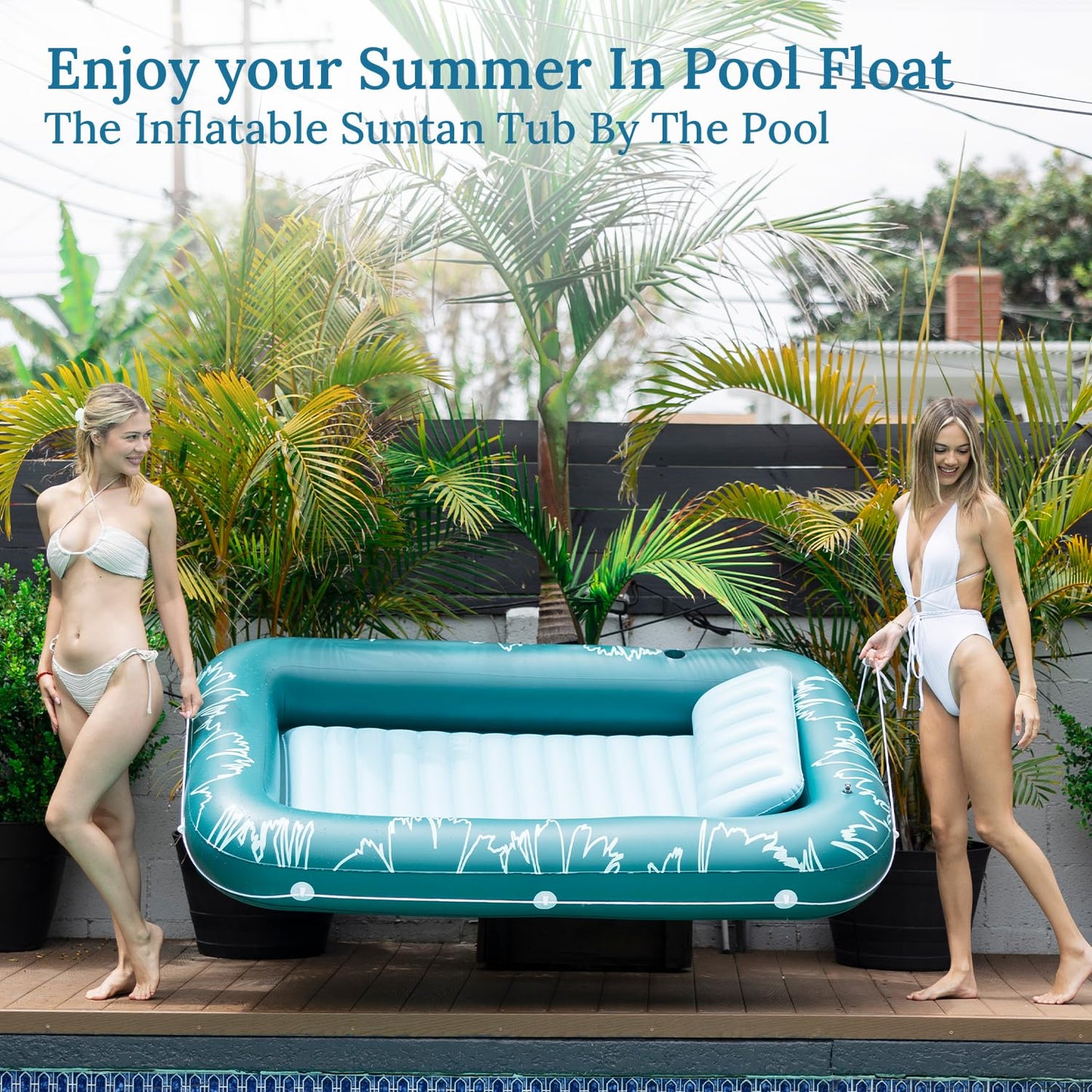 Sunrio Tanning Pool for Adults and Kids Inflatable Tanning Pool with Pillow Lounger Float Designed with Cup Holders Tanning Lounger for Pool Beach Lakeside Backyard Sunbathing Large