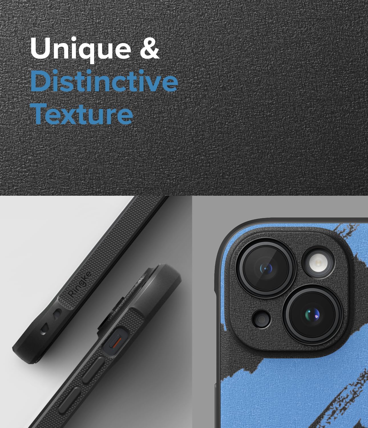 Funda Antideslizante Ringke Onyx Blue Brush de Tacto Agradable para iPhone 15