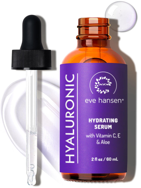 Hyaluronic Acid Serum 2 oz - Vegan Professional Hydrating Formula - Plump Skin Instantly - Wrinkle Filling - Visible Results or Money-Back - Eve Hansen
