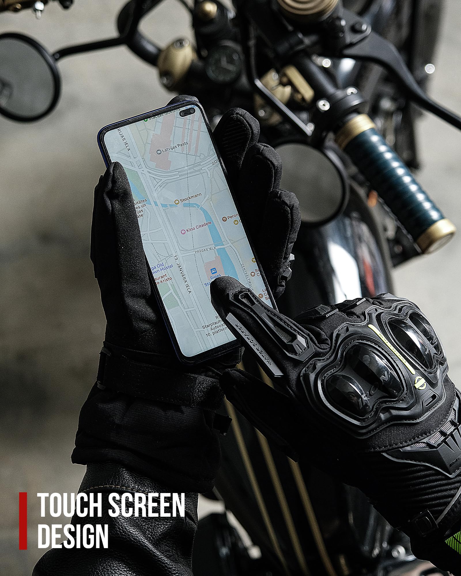 Iron JIA'S Guantes de Motos Invierno cálido Impermeable Cubierta Guantes de protección a Prueba de Viento Guantes Luvas Puede Pantalla táctil