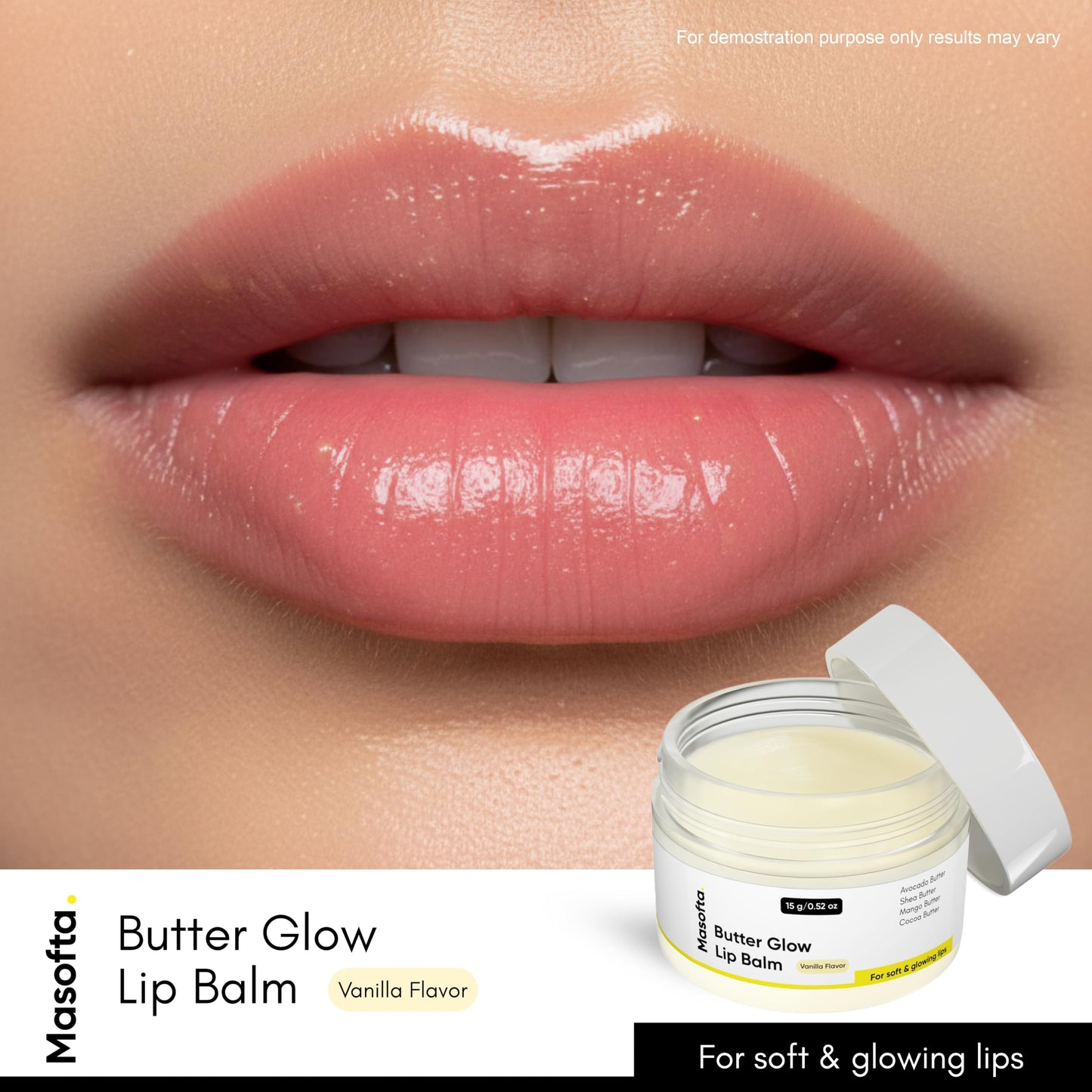 Bálsamo labial antimanchas Masofta con ácido kójico, alfa arbutina y manteca de karité para labios suaves, sin grietas y con un tono uniforme. FPS 30 PA++. Para hombres y mujeres. 15 g.