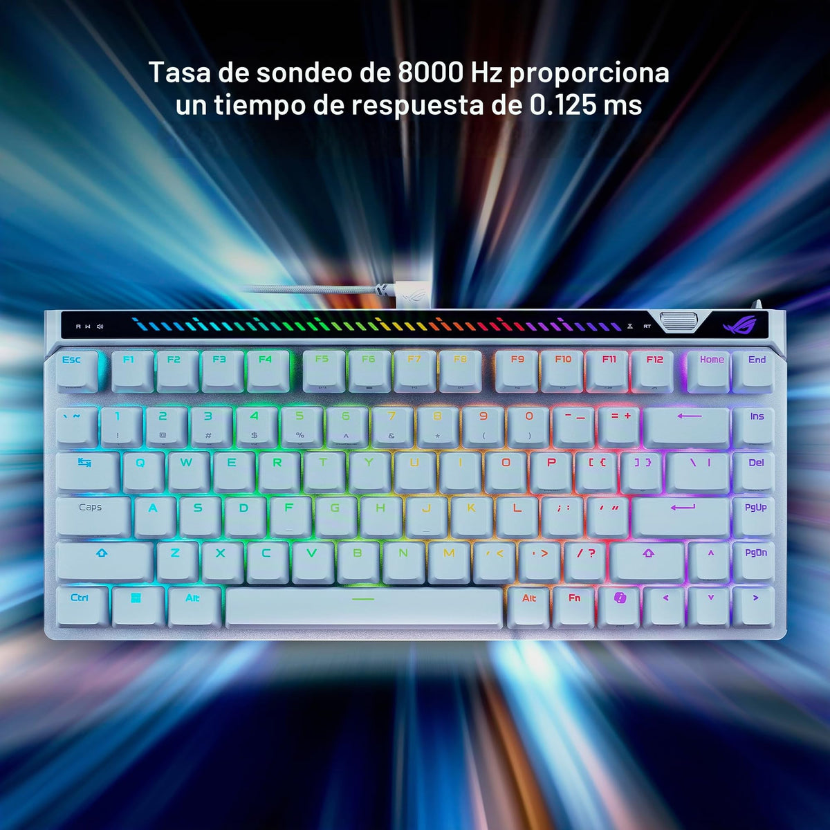 Teclado Analógico para Juegos ASUS ROG Falchion Ace 75 HE Blanco con Interruptor Magnético Intercambiable y Disparador Rápido