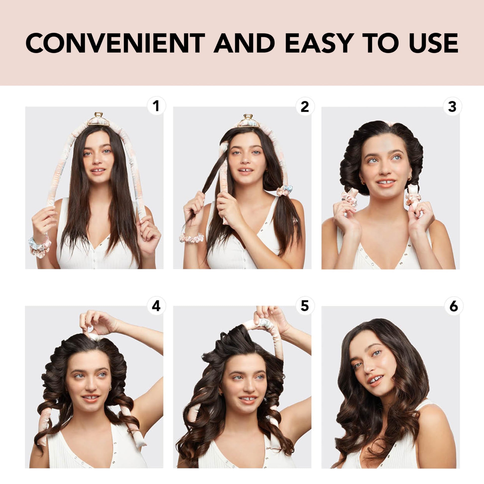 Kitsch Satin Heatless Curling Set for No-Heat Soft Curls - Overnight Hair Curlers & Curling Rod Headband, Frizz-Free Styling, Gentle Rollers for All Hair Types - 1 Pack (Sunset Tie Dye)