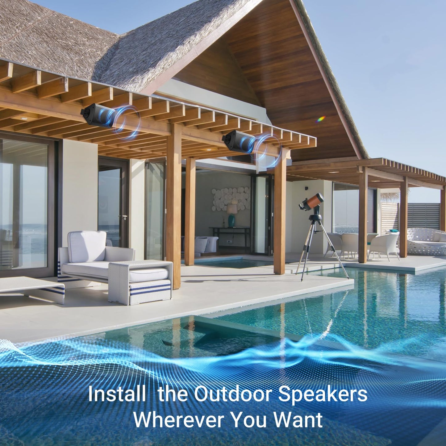 Herdio - Altavoces de Pared con Bluetooth para Exteriores e Interiores (Negro)