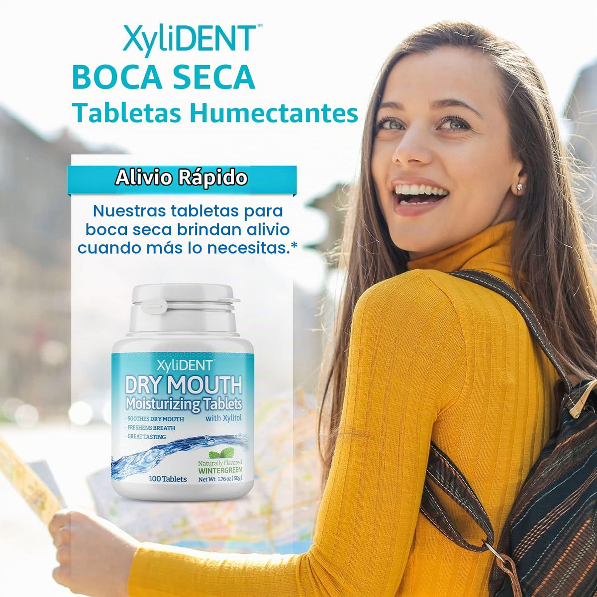 Tabletas de Xilitol XyliDENT para Aliviar la Boca Seca, 100 Unidades