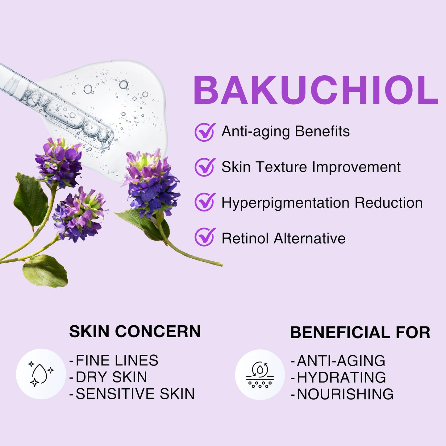 Concentrado de bakuchiol coreano en suero, 30 000 ppm, alternativa al retinol de alta potencia, reducción de arrugas, reafirmación y suavizado de la piel, antienvejecimiento, piel sensible, vegano y