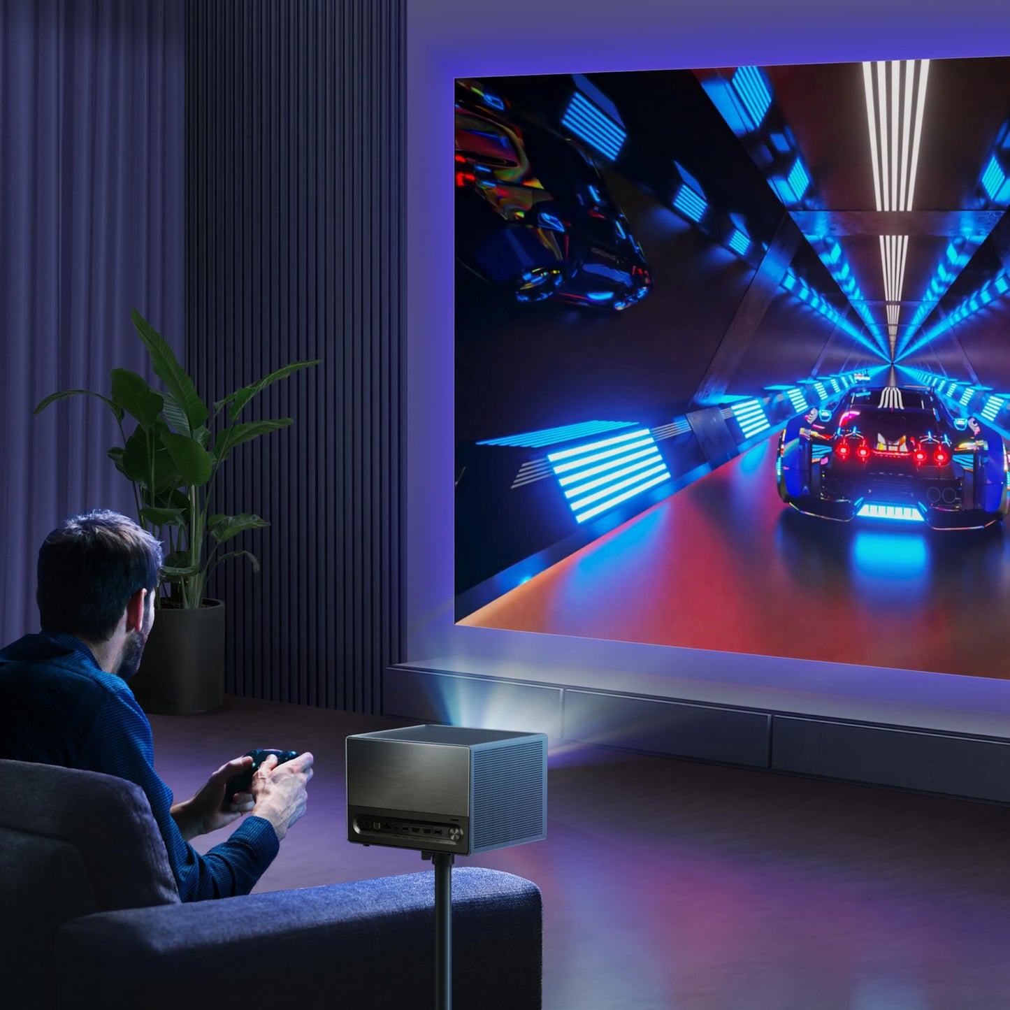 Hisense Paquete C1, pantalla para exteriores de 120", estuche de transporte, estabilizador incluido, proyector portátil láser triple 4K UHD, hasta 300", sistema operativo inteligente, Dolby Vision HDR