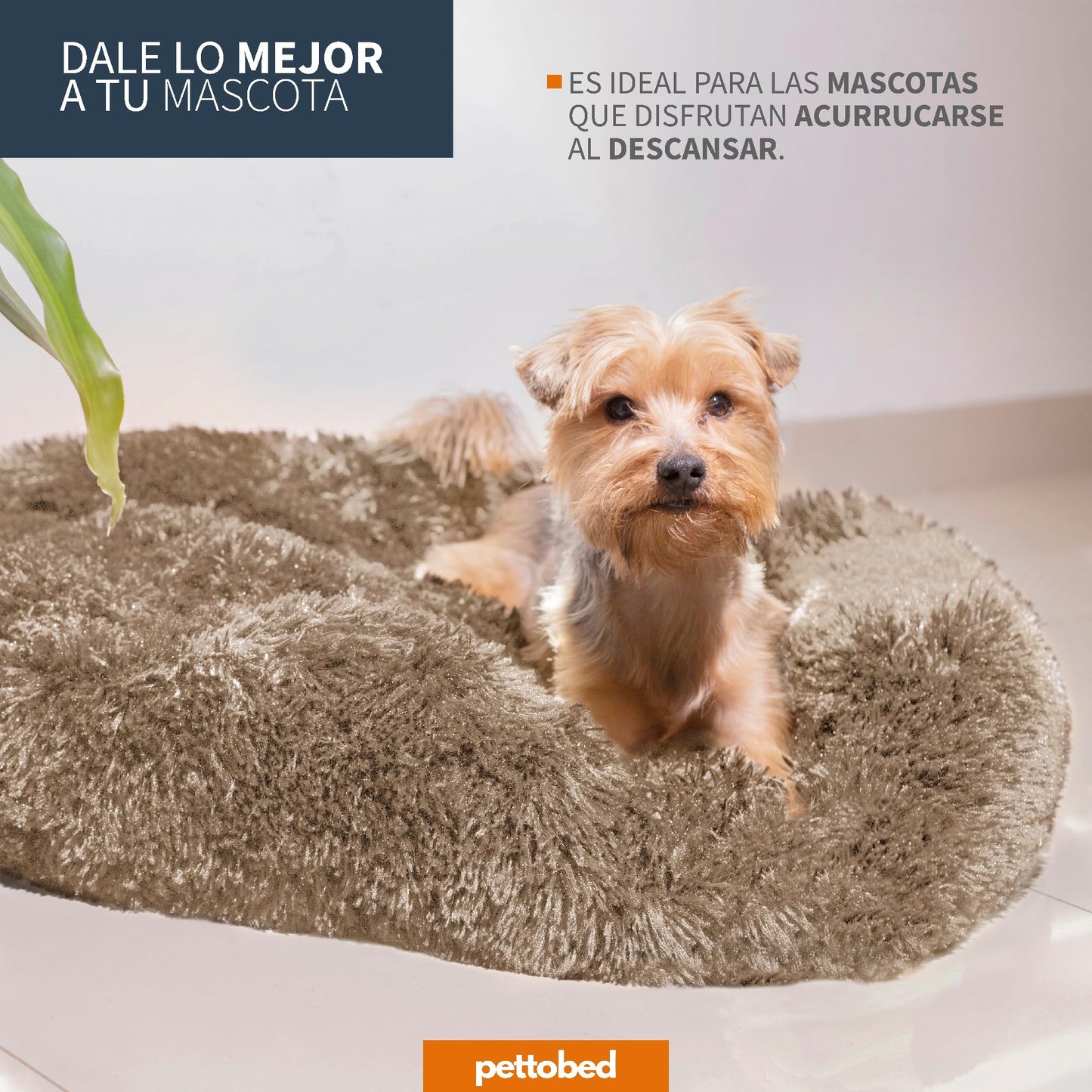 Cama Antiestrés para Mascotas Pet To Bed Light Brown Esponjosa y Afelpada Tamaño Small