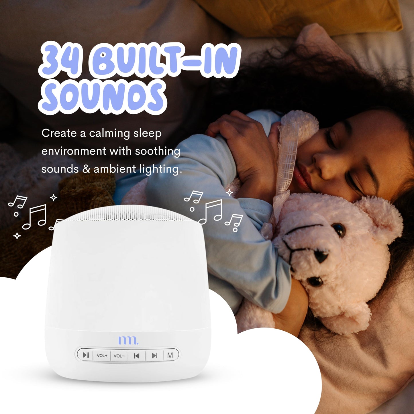 The Midwife Mumma Baby Sound Machine and Sleep Light, 34 sonidos calmantes, ruido blanco para bebés y adultos, función controlada por la aplicación