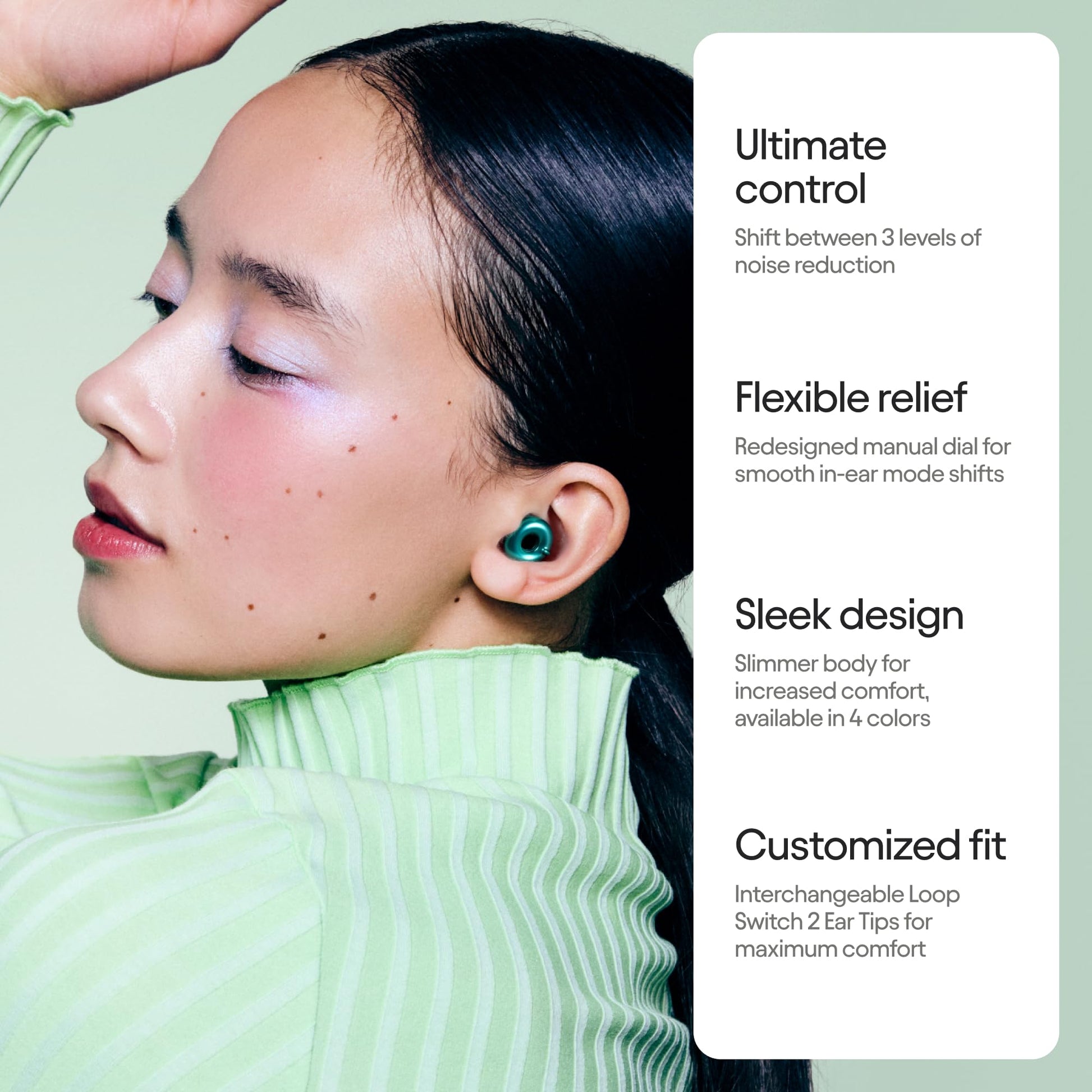 Loop Switch 2 Tapones auditivos ajustables – 3 modos de reducción de ruido | Reducción flexible del ruido para concentración, viajes, vida social, festivales y más | Reducción de 20-26 dB (SNR)