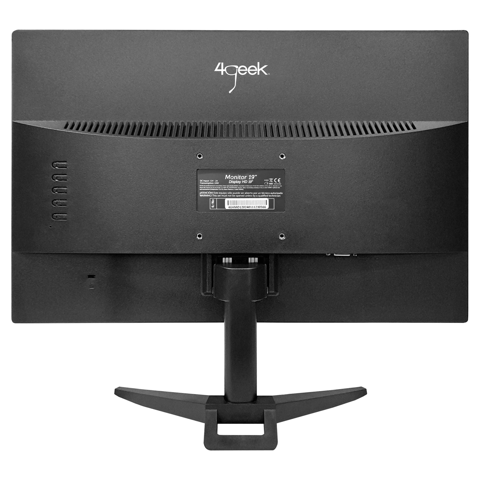 Stylos Monitor 19 Pulgadas Modelo-4GKMO1B 4Geek -60Hz- Flat Tiempo de Respuesta 5ms Color Negro elección Perfecta para tu Espacio de Oficina diseño Bonito y Elegante.