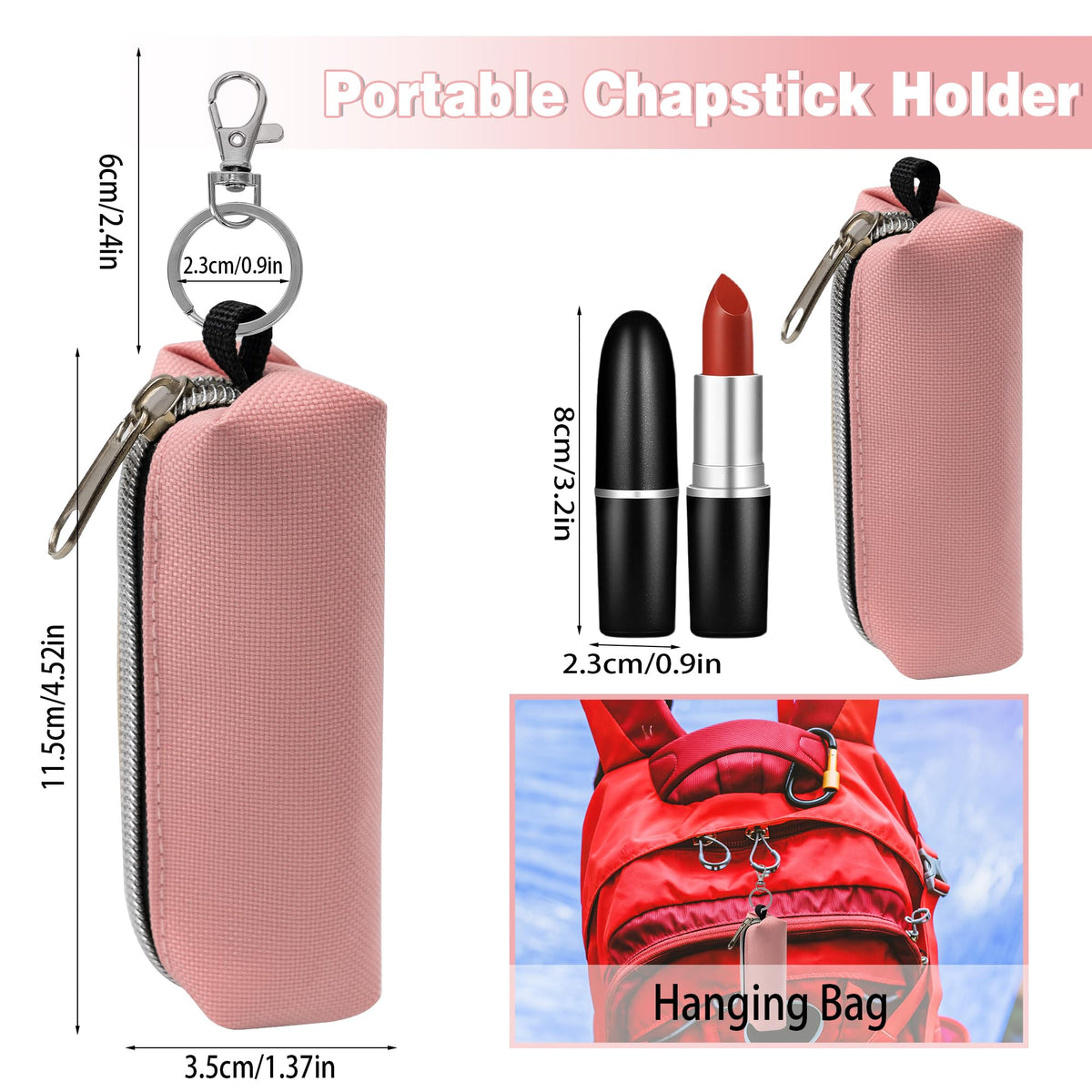 GOCOHHI - Soporte de 6 piezas para bálsamo labial, bolsa portátil para lápiz labial, accesorios de viaje, regalo ideal para mujeres, Color sólido, 1.37 * 1.37 * 4.52 inch, Bolsa