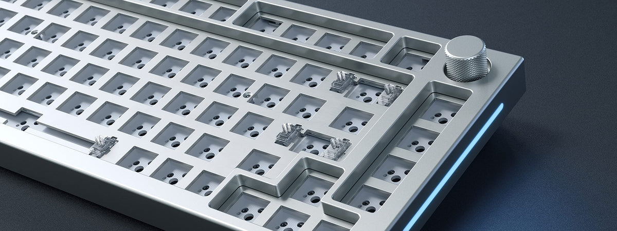 Teclado Mecánico Modular Glorious Hielo Blanco Junta de Alto Perfil Premium RGB 75% Reacondicionado