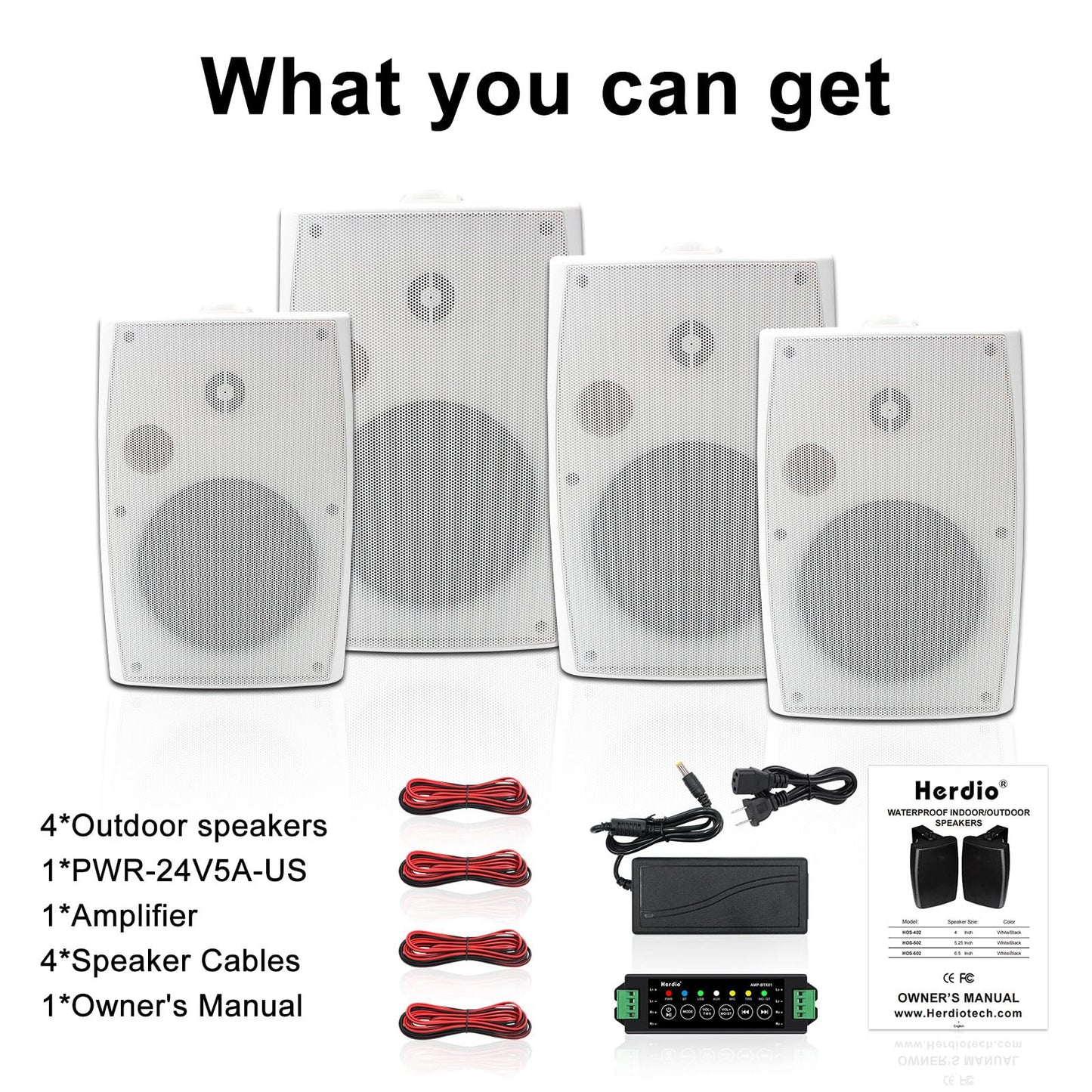 Herdio - Altavoces Bluetooth para Exteriores, de 6.5 Pulgadas, 800 W, con Cable, Impermeables, con Amplificador Multifuncional, Altavoces de Montaje en Pared, para Patio, hogar, Piscina, terraza,