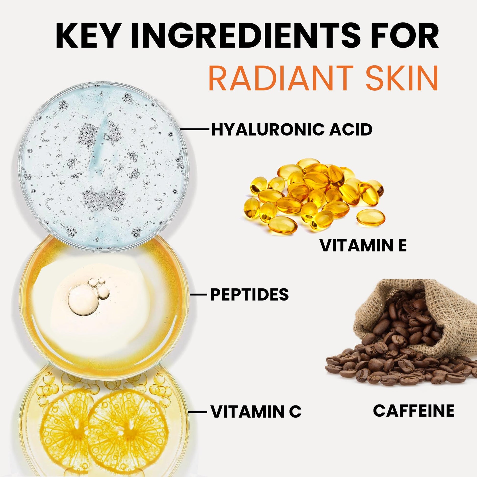 Suero facial con súper vitamina C para pieles maduras: fórmula hidratante antienvejecimiento todo en uno con vitamina C, ácido hialurónico, vitamina E y cafeína, suero reafirmante facial para