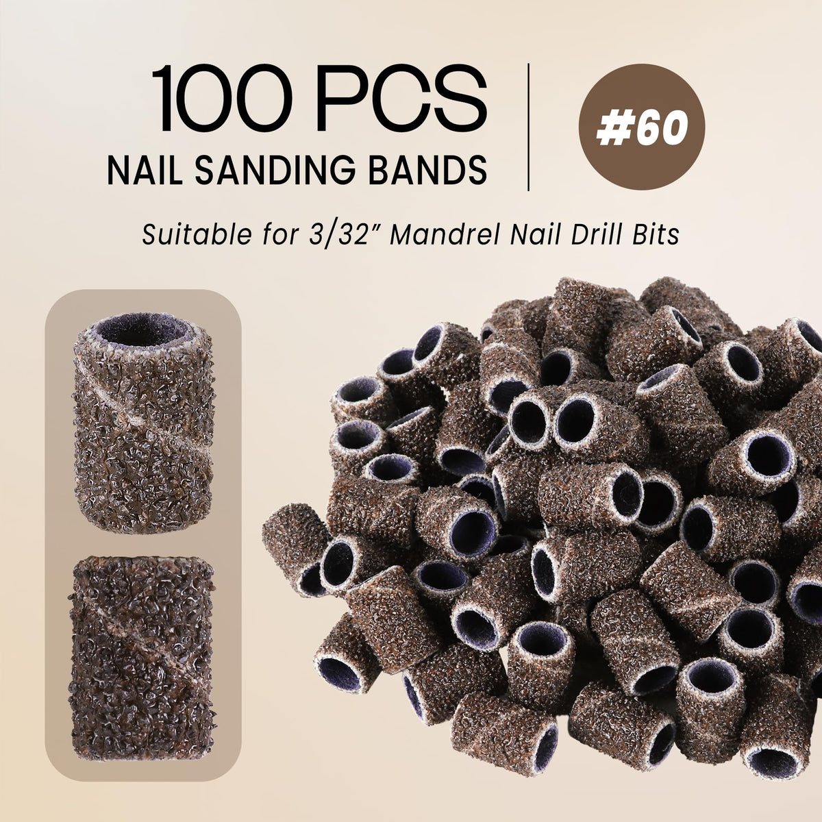 Bandas de Lijado de Uñas PANA Marrón Grano 60 para Manicura Profesional