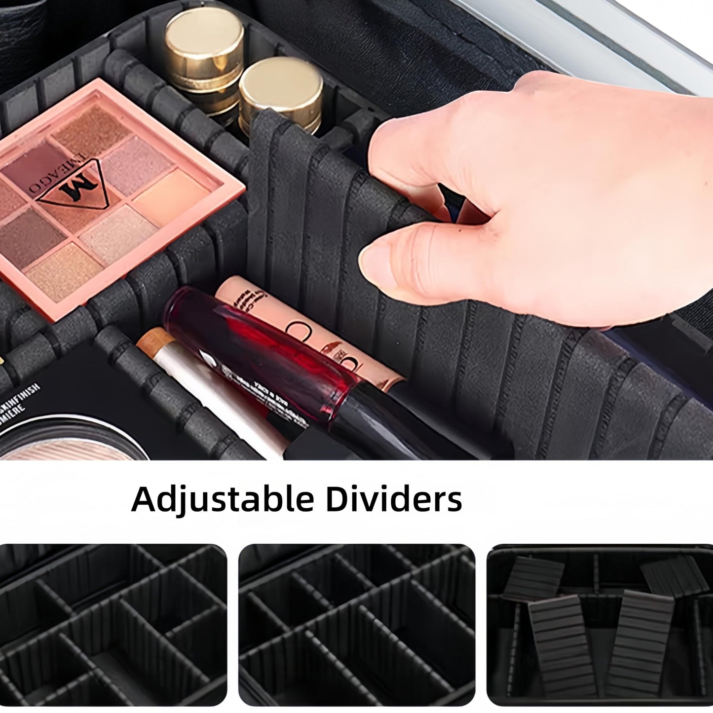 Perle Path - Funda de aluminio para tren de maquillaje, carcasa dura, organizador de cosméticos con bloqueo TSA, estuche profesional de almacenamiento de cosméticos de metal, estuche portátil para