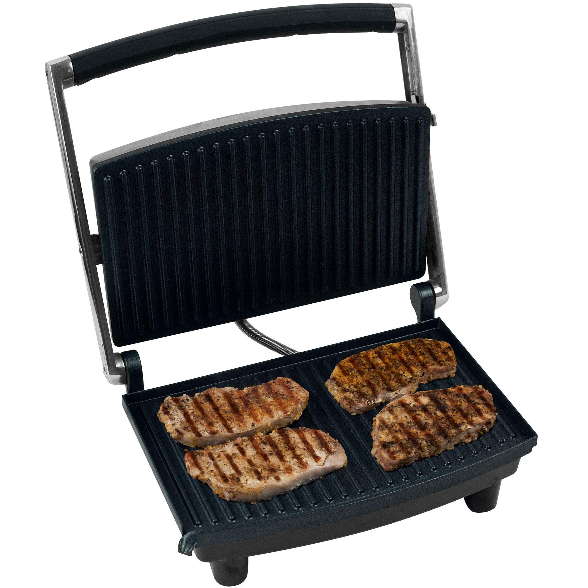 Classic Cuisine 985590BYL Panini Press Grill and Gourmet Sandwich Maker for Healthy Cooking, 30,5 x 25,4 cm, color negro